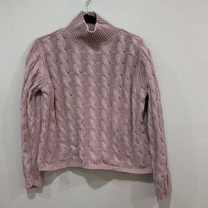 L.L. Bean Cable Knit Mock Neck purple sweater vintage size medium
